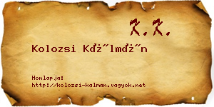 Kolozsi Kálmán névjegykártya